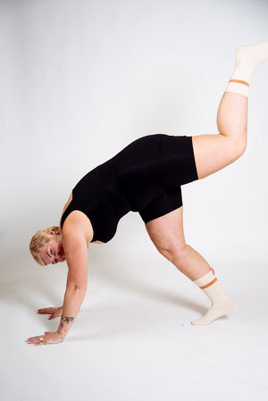 Square Neck Playsuit in Black - Manners London