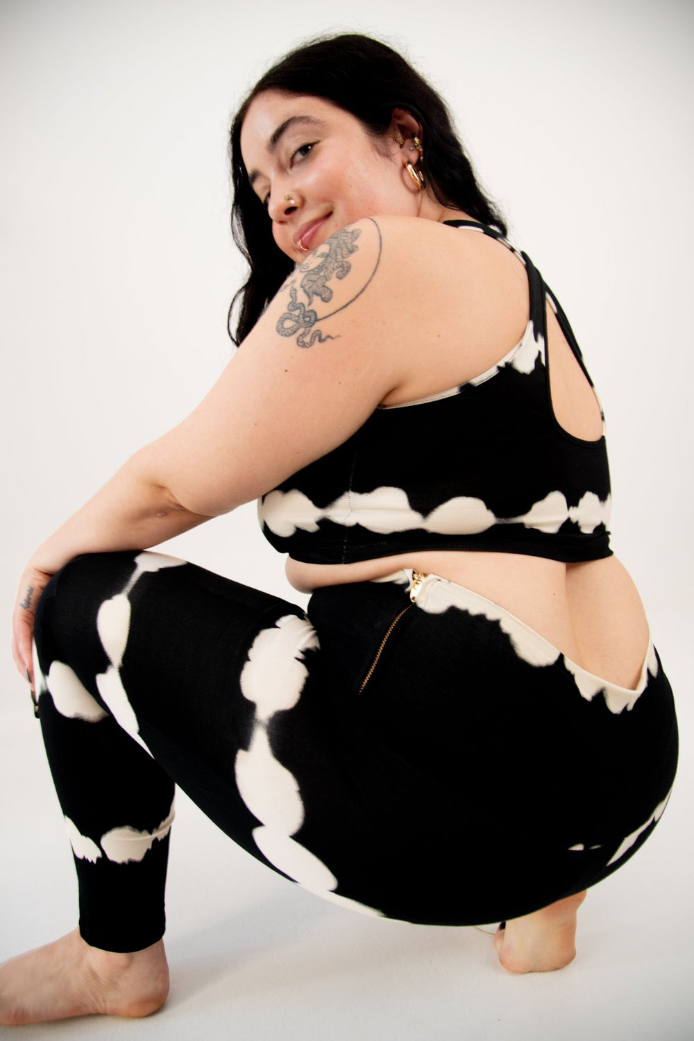 Super High Waist Tib Pant In Blot Black - Manners London