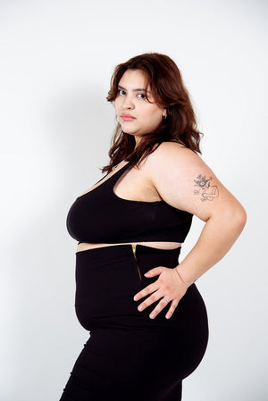 Super High Waist Tib Pant Regular in Black - Manners London