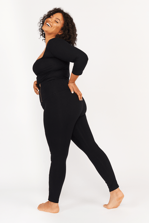 Super High waisted FOUR ZIP tib pants! Petit Length in Black - Manners London