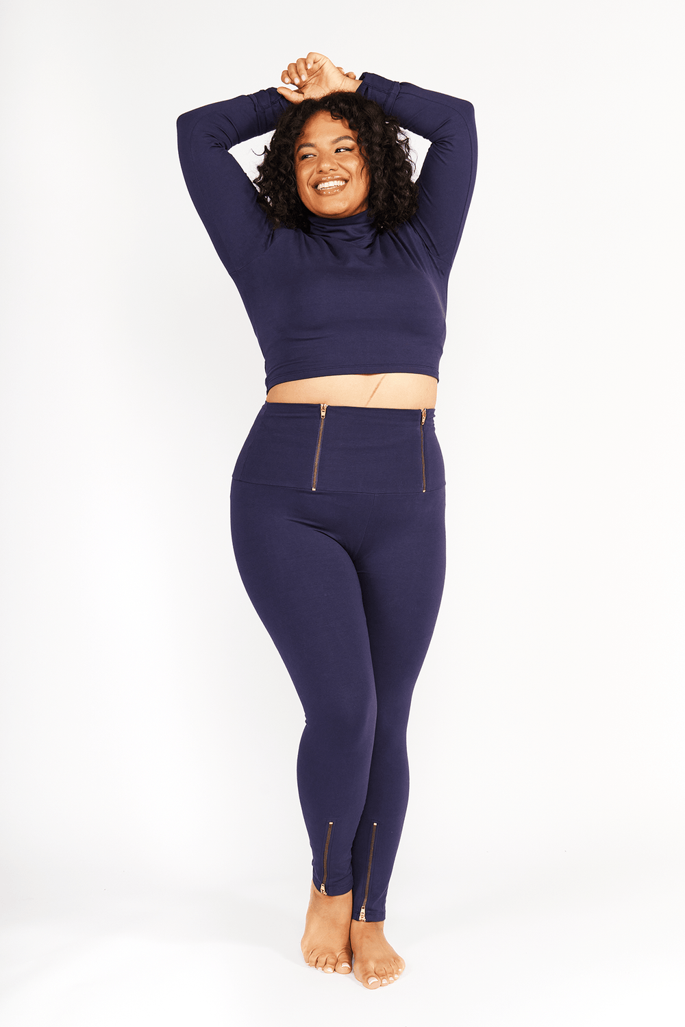 Super High waisted FOUR ZIP tib pants! Petite Length in Eclipse - Manners London
