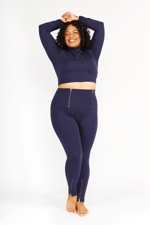 Super High waisted FOUR ZIP tib pants! Petite Length in Eclipse - Manners London