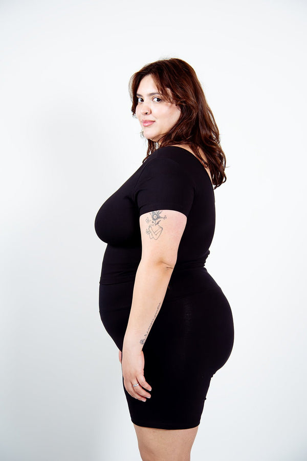 Super High Waisted Tib Cycle Shorts in Black - Manners London