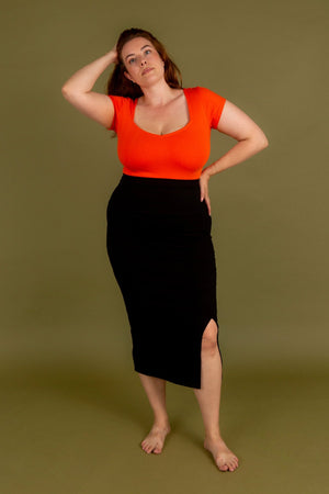 Sweetheart Full Length Top in Flame - Manners London