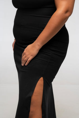 T - Bar Dress Maxi Petite in Black - Manners London