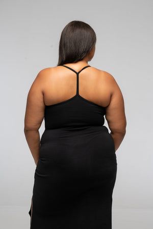 T - Bar Dress Maxi Regular in Black - Manners London