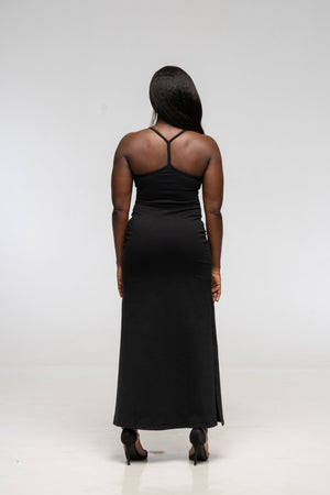 T - Bar Dress Maxi Regular in Black - Manners London