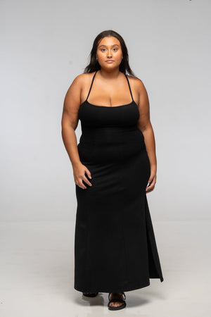 T - Bar Dress Maxi Regular in Black - Manners London