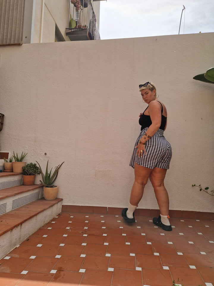 The Skort in Houndstooth Print - Manners London