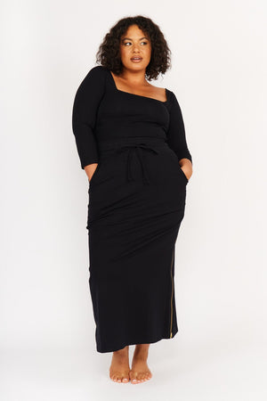 Trackie Midi Skirt Petite in Black - Manners London