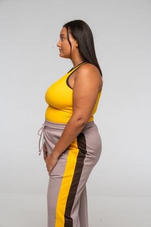 Trackie Trousers Wide Leg in Dust with stripes - Manners London