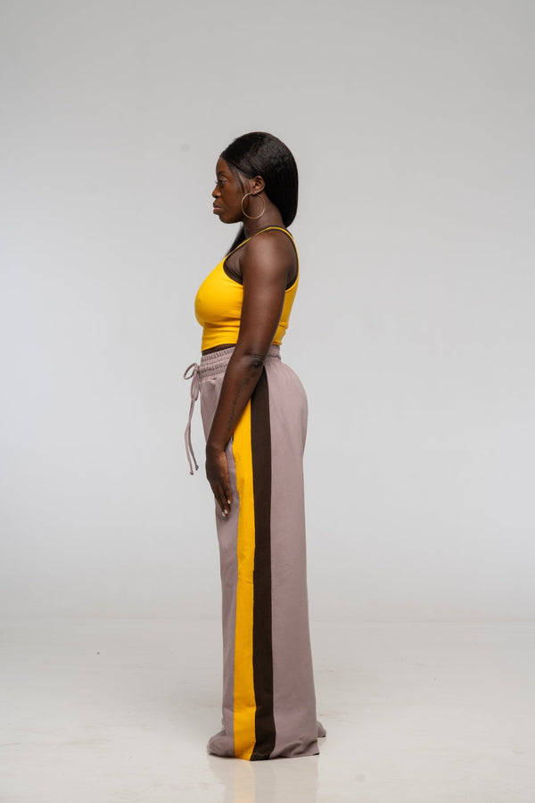 Trackie Trousers Wide Leg in Dust with stripes - Manners London