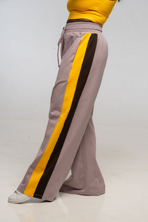 Trackie Trousers Wide Leg in Dust with stripes - Manners London