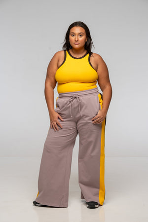 Trackie Trousers Wide Leg in Dust with stripes - Manners London