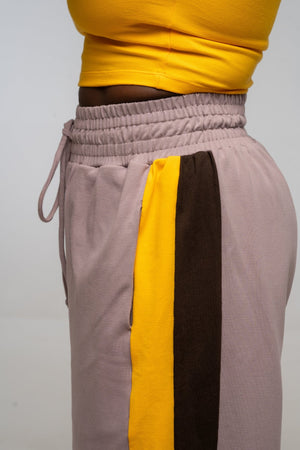Trackie Trousers Wide Leg in Dust with stripes - Manners London