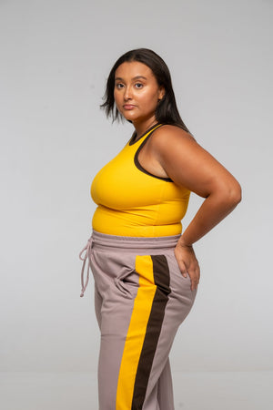 Trackie Trousers Wide Leg in Dust with stripes - Manners London