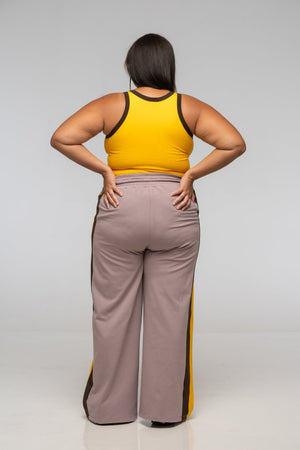 Trackie Trousers Wide Leg in Dust with stripes - Manners London