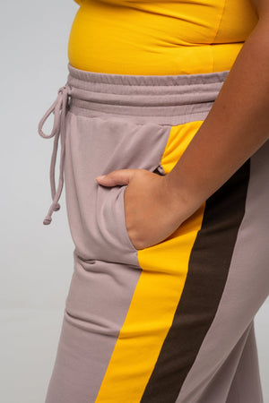 Trackie Trousers Wide Leg in Dust with stripes - Manners London
