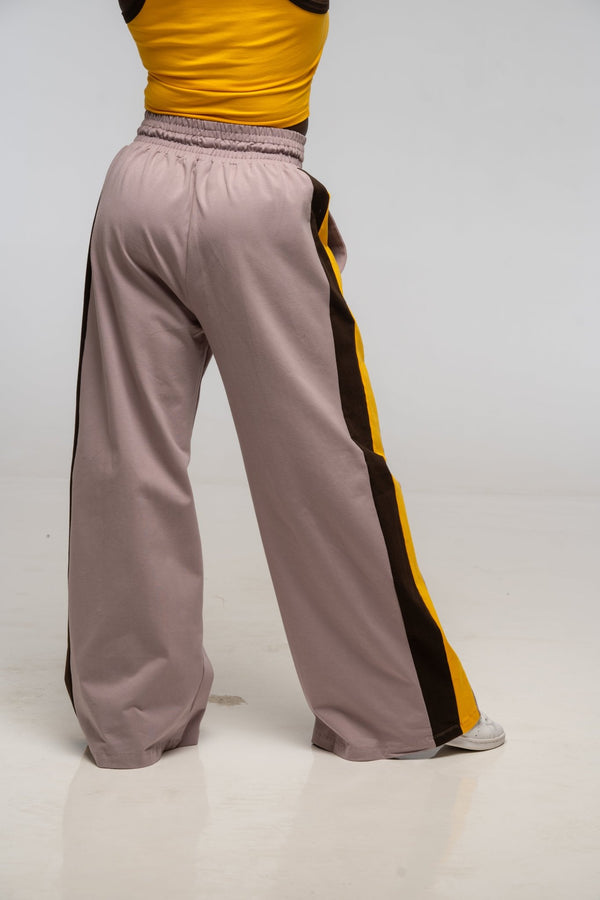 Trackie Trousers Wide Leg in Dust with stripes - Manners London