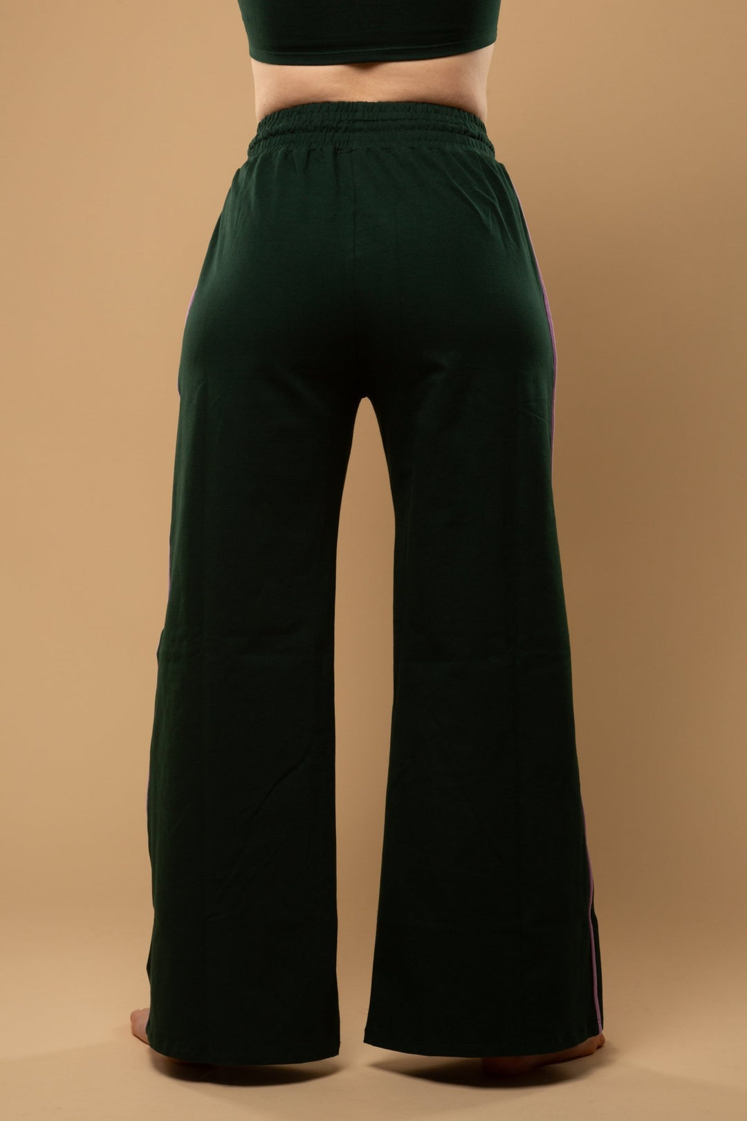 Trackie Trousers Wide Leg Regular in Forest Green - Manners London
