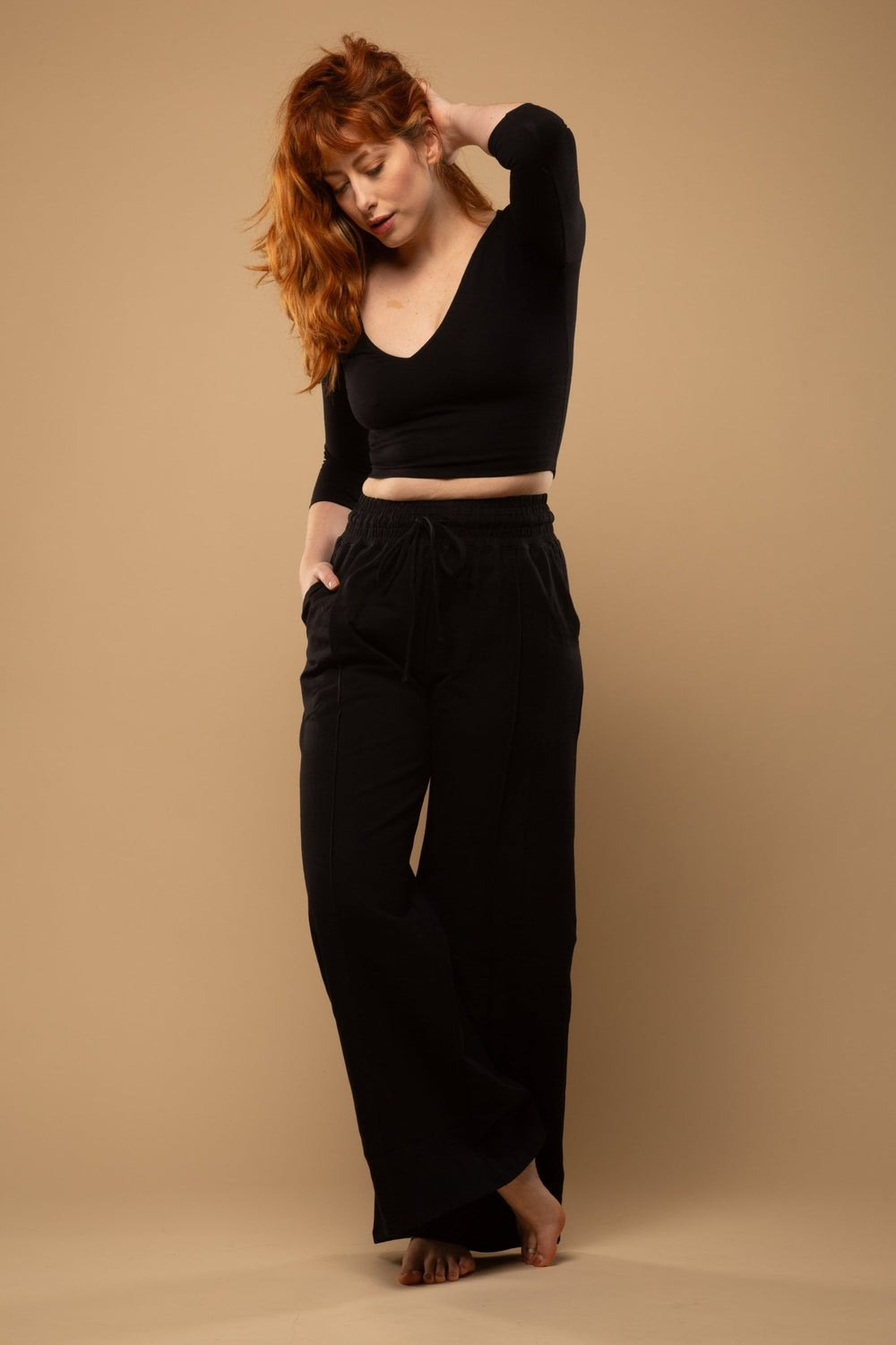 Trackie Trousers Wide Leg Tall in Black - Manners London