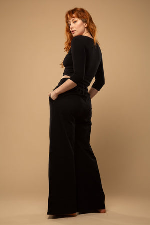 Trackie Trousers Wide Petite in Black - Manners London