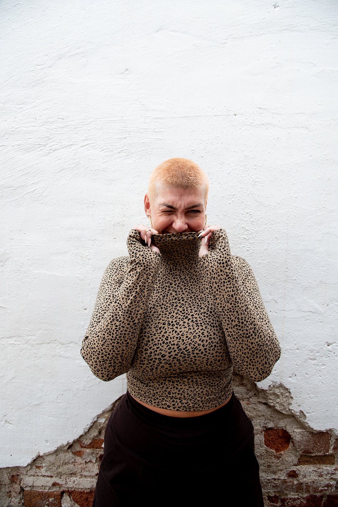 Leopard mock neck long sleeve