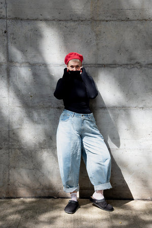 Turtle Neck Long Sleeve Full Length Top with Hole in Black - Manners London