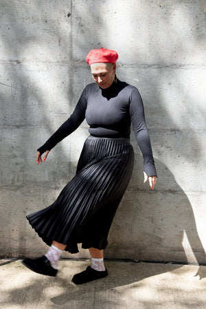 Turtle Neck Long Sleeve Full Length Top with Hole in Black - Manners London