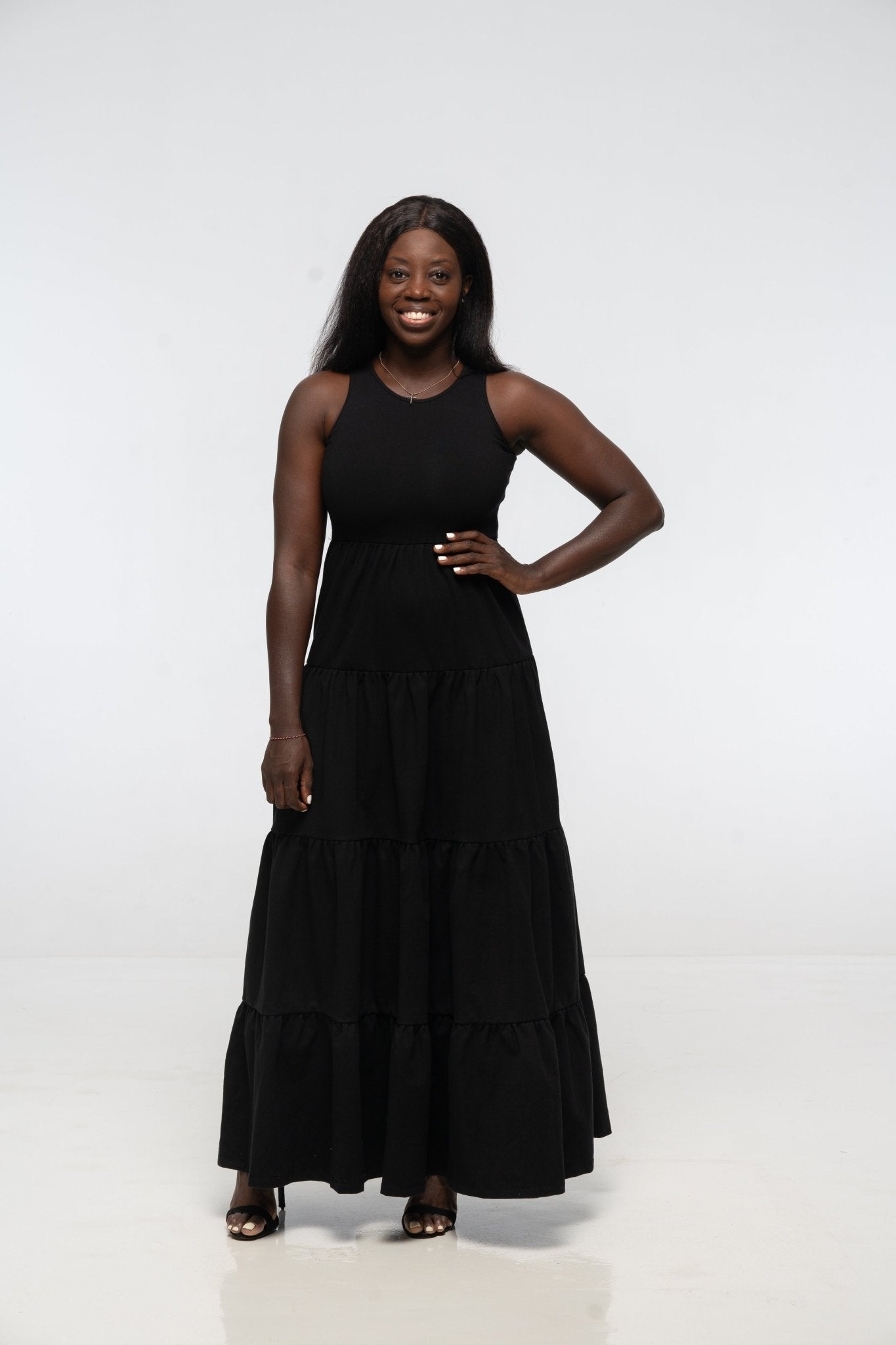 VIP【関税送料無料】希少 MALO BLACK LINEN DRESS ブラックフォーマル アンサンブル(0703386)9号・ブラック