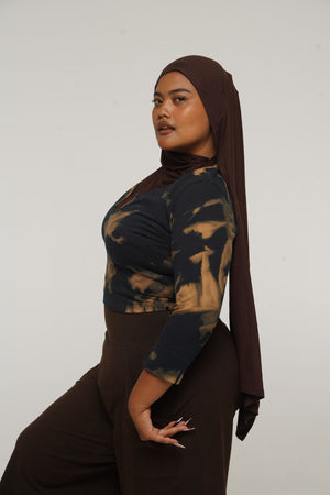 U Front Crop Top with sleeves in Acid Wash - Manners London