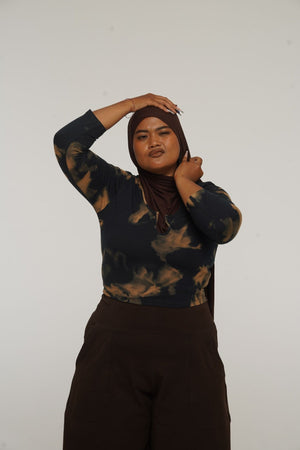 U Front Crop Top with sleeves in Acid Wash - Manners London