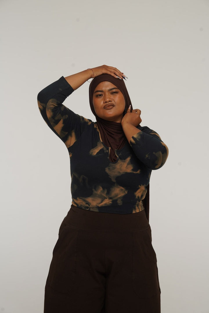 U Front Crop Top with sleeves in Acid Wash - Manners London