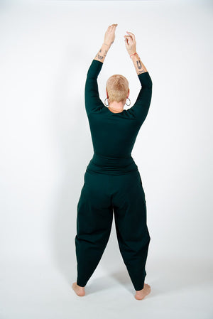 U Front Full Length Top 3/4 sleeves in Forest Green - Manners London