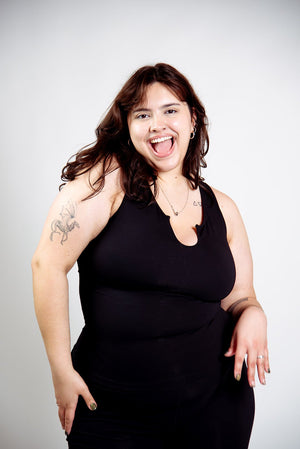 U Front Full Length Top sleeveless in Black - Manners London