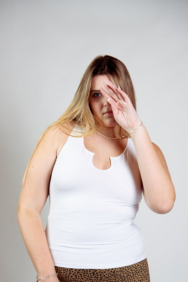 U Front Full Length Top sleeveless in White - Manners London