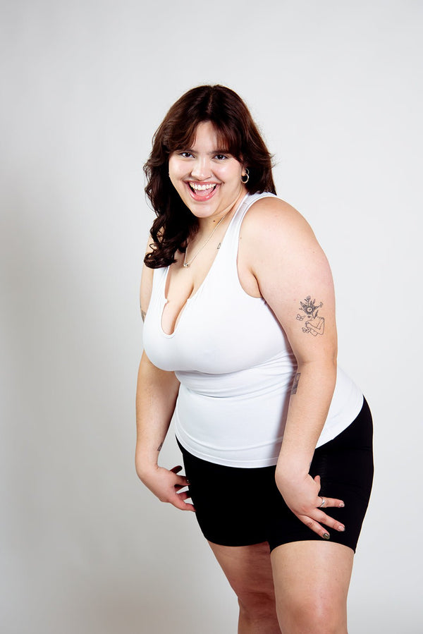 U Front Full Length Top sleeveless in White - Manners London