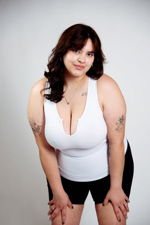 U Front Full Length Top sleeveless in White - Manners London