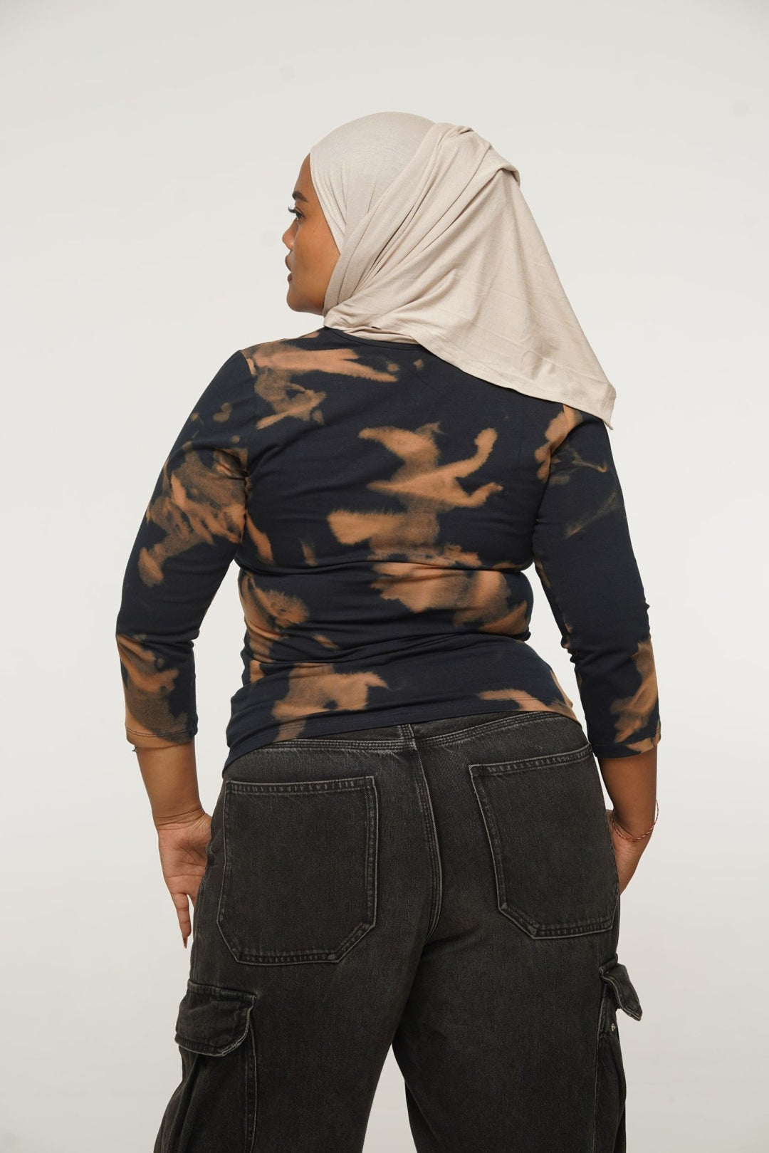 U Front Full Length Top with sleeves in Acid Wash - Manners London