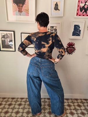 U Front Full Length Top with sleeves in Acid Wash - Manners London