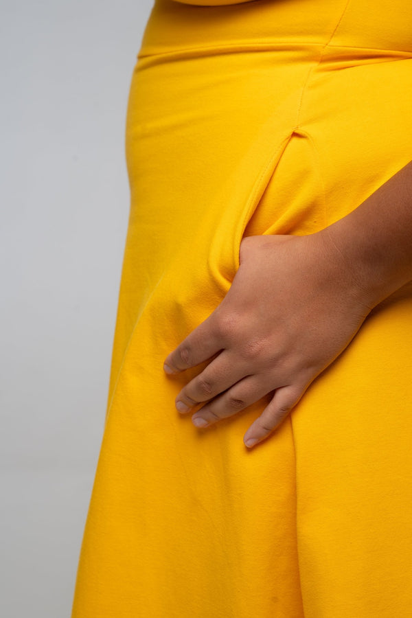 U Front Midi A - line Dress in Mango - Manners London