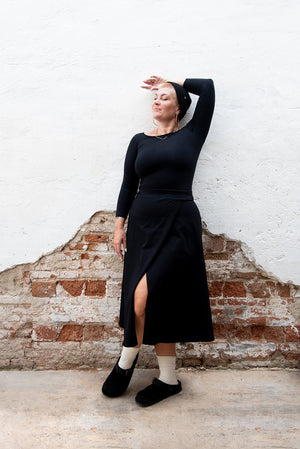 Wrap Midi Skirt In Black - Manners London