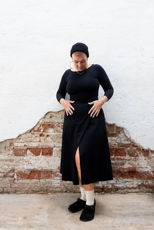 Wrap Midi Skirt In Black - Manners London