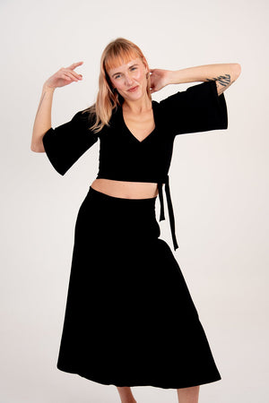 Wrap Midi Skirt In Black - Manners London