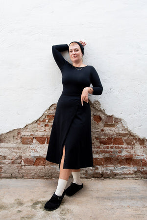 Wrap Midi Skirt In Black - Manners London