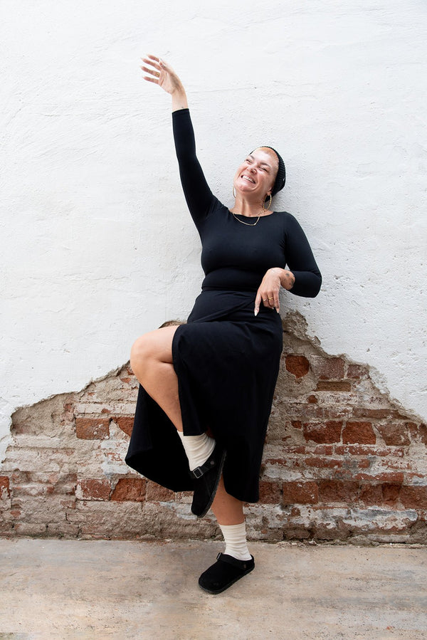 Wrap Midi Skirt In Black - Manners London