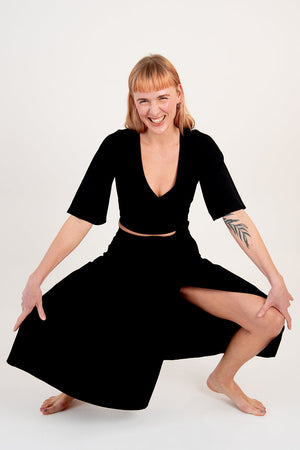 Wrap Midi Skirt In Black - Manners London