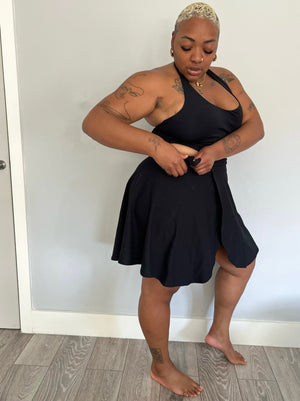 Wrap Mini Skirt in Black - Manners London