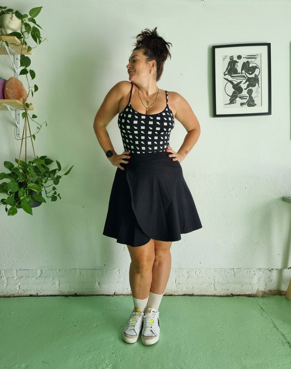 Wrap Mini Skirt in Black - Manners London