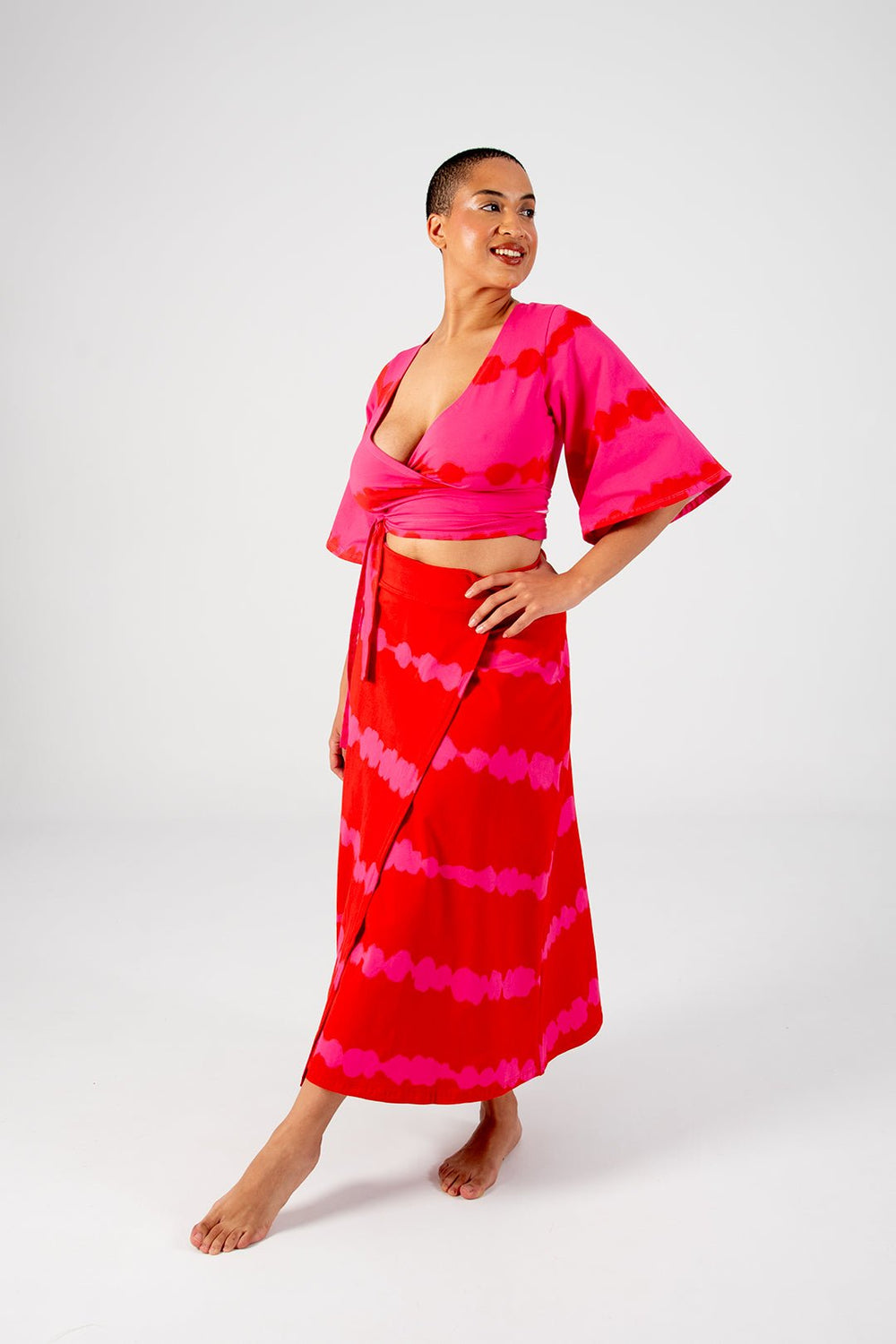 Wrap Skirt Long in Blot Red - Manners London